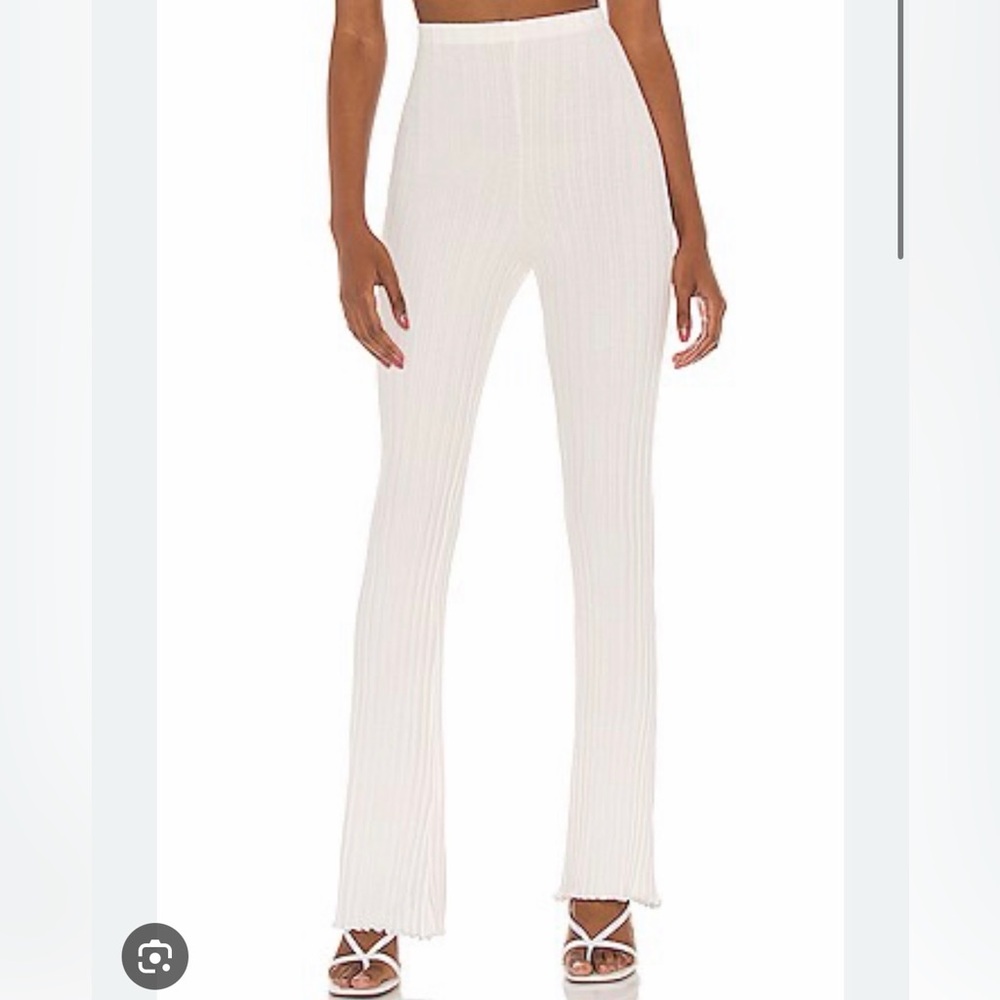 Revolve Privacy Please Ribbed White High-Waisted Leggings